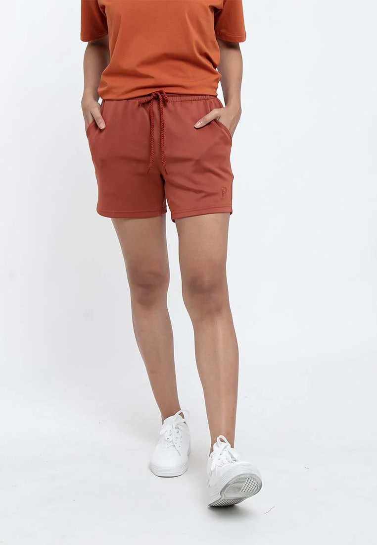 Forest Ladies Plain Shorts Elastic Roman Short Pants Women | Seluar Pendek Perempuan - 860146