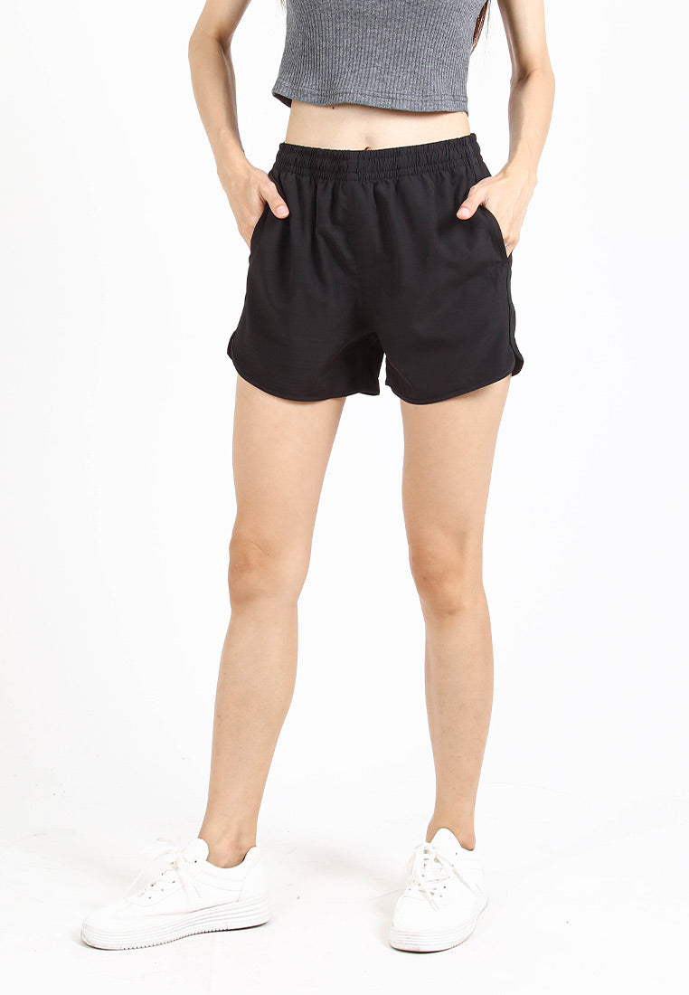 Forest Ladies Stretchable Polyester High Waist Plain Shorts Women Shorts | Seluar Pendek Perempuan - 860148