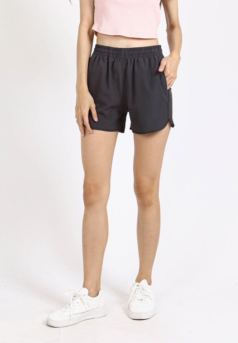 Forest Ladies Stretchable Polyester High Waist Plain Shorts Women Shorts | Seluar Pendek Perempuan - 860148