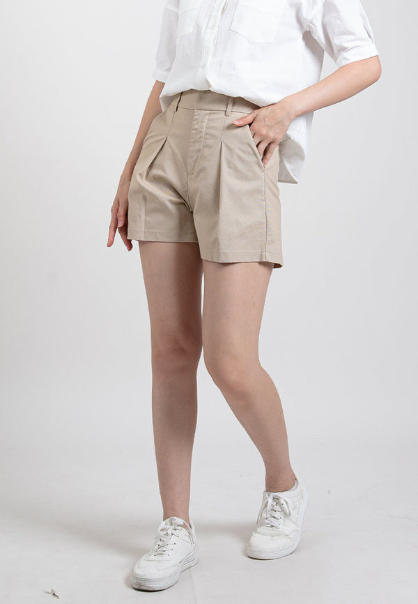 Forest Ladies Tailored Cotton Linen Shorts Women Bermuda Shorts | Seluar Pendek Perempuan 865106