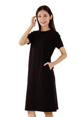 Forest Ladies Cotton Interlock Round Neck T-Shirt Dress Women Casual Short Sleeve Dress - 880010