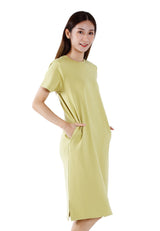 Forest Ladies Cotton Interlock Round Neck T-Shirt Dress Women Casual Short Sleeve Dress - 880010