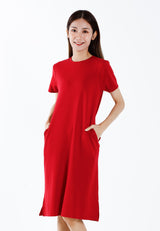 Forest Ladies Cotton Interlock Round Neck T-Shirt Dress Women Casual Short Sleeve Dress - 880010