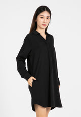 Forest Ladies Rayon Lyocell Shirt Dress Women Long Sleeve Tunic Dress | Baju Kemeja Lengan Panjang Perempuan - 885079