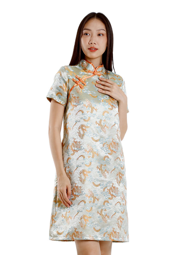 Forest Jacquard Tang Suit Cheongsam Dress | CNY 2025 Family Wear - 24033, 885091, FK20267, FK885091