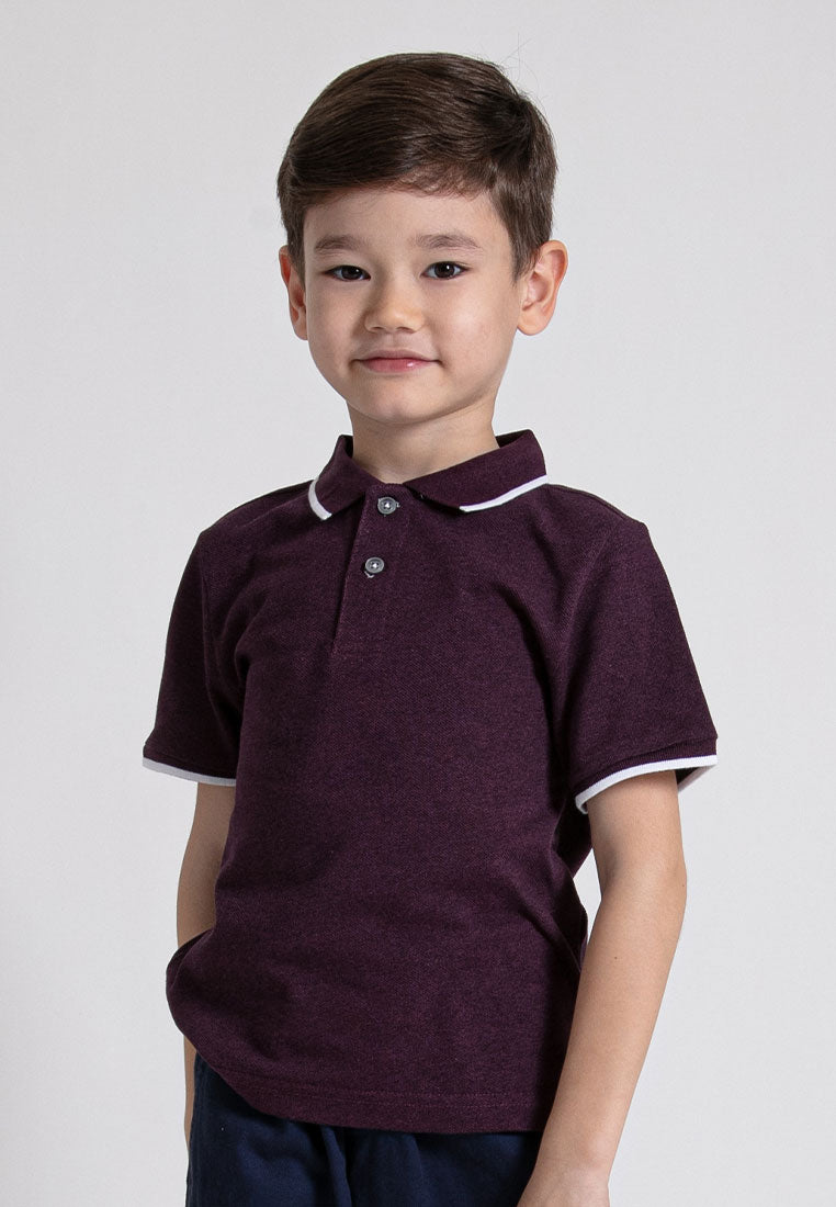 Forest Kids Two Tone Pique Cotton Plain Short Sleeve Polo Kids Tee | Baju Budak Lelaki - FK2009