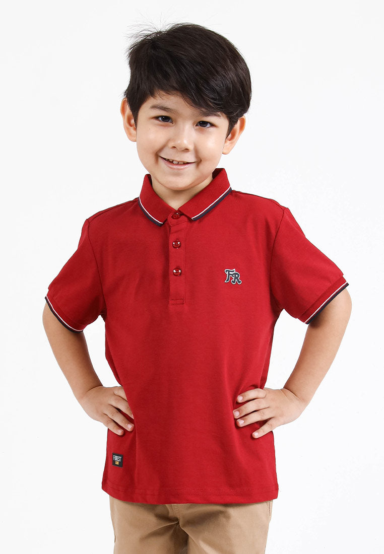 Forest Kids Soft-Touch Silky Cotton Slim Fit Mercerized Look Knitted Polo Tee | Baju T Shirt Budak Lelaki - FK20103