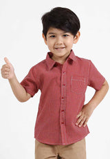 Forest Kids Woven Boy Stand Collar Short Shirt Kids l Baju Budak Lelaki - FK20109