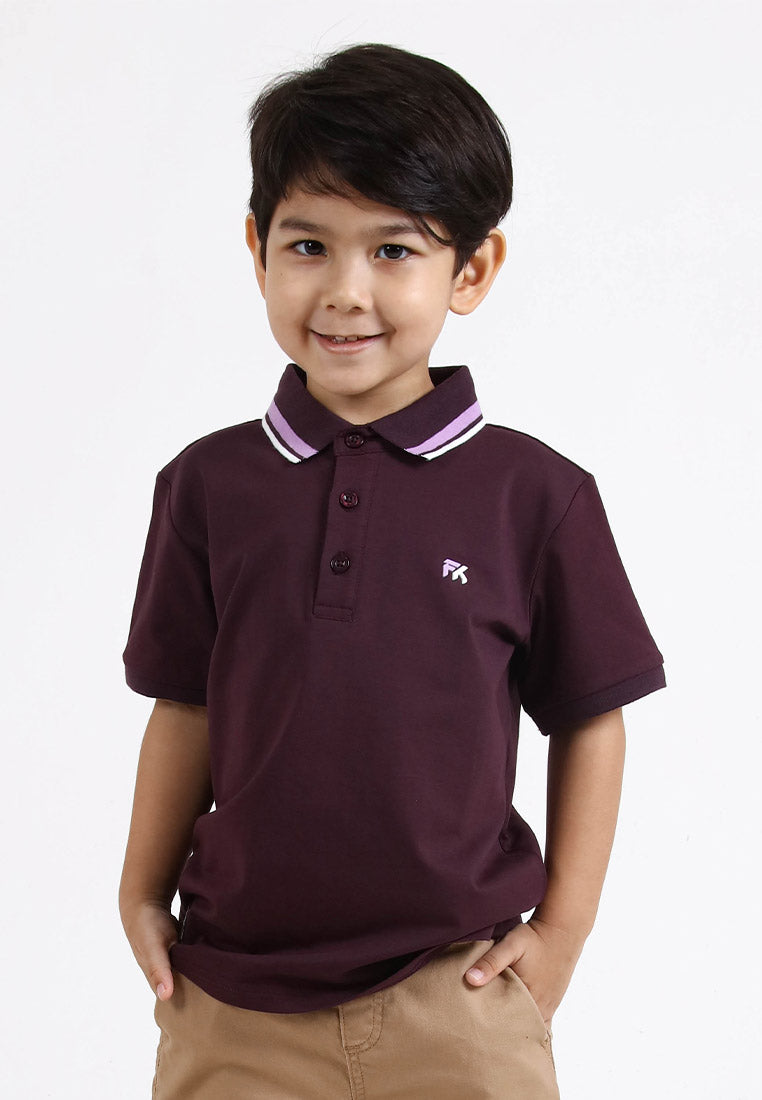 Forest Kids Premium Weight Cotton Stretchable Polo T Shirt Collar Tee | Baju T Shirt Budak Lelaki - FK20112