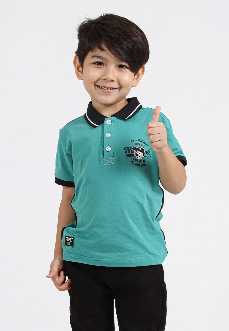 Forest Kids Stretchable Polo T Shirt Boy Kids Collar Tee | Baju Polo T Shirt Budak Lelaki - FK20124