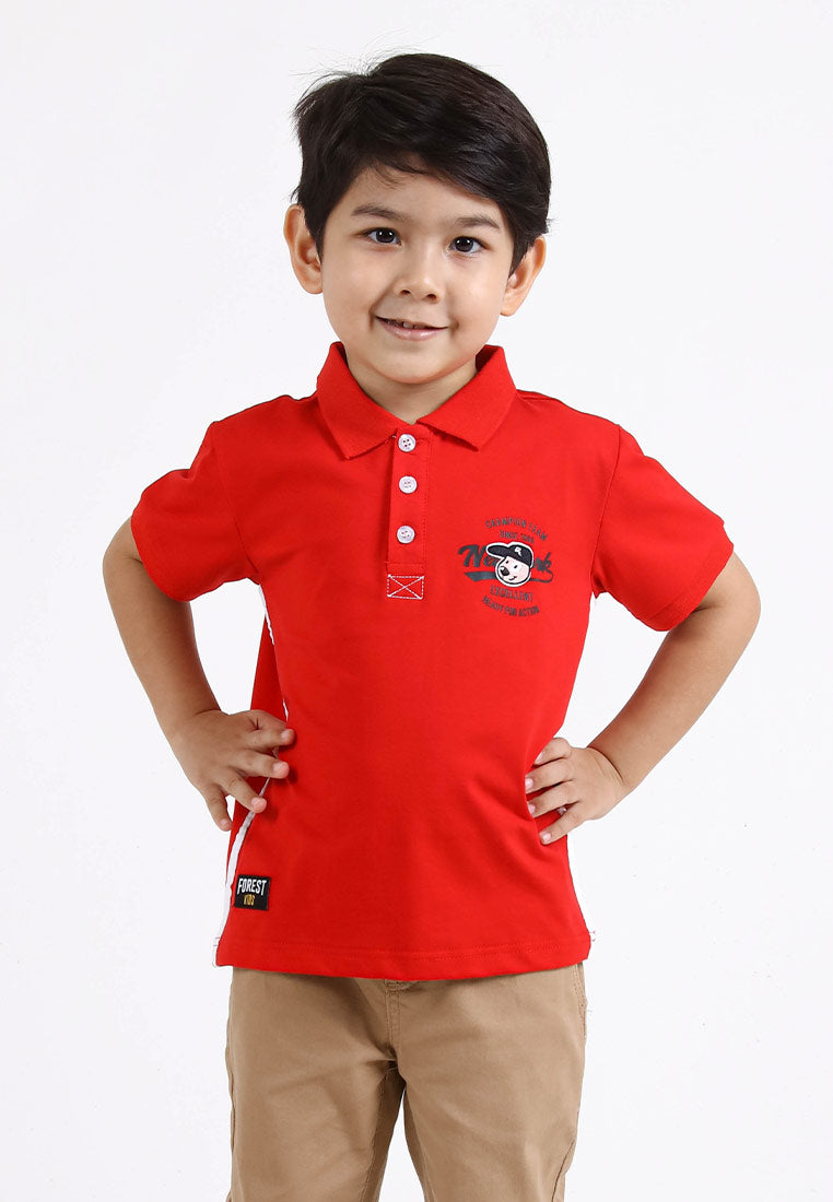 Forest Kids Stretchable Polo T Shirt Boy Kids Collar Tee | Baju Polo T Shirt Budak Lelaki - FK20124