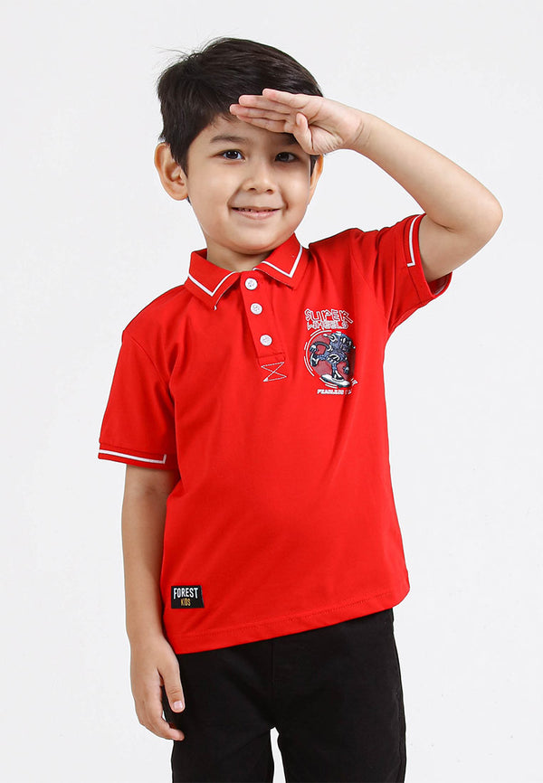 Forest Kids Stretchable Polo T Shirt Boy Kids Collar Tee | Baju Polo T Shirt Budak Lelaki - FK20125