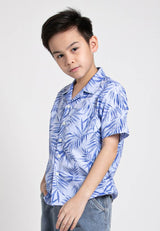 Forest Kids Boy Cotton Printed Open Collar Short Sleeve Shirt | Baju Kemeja Budak Lelaki - FK20142