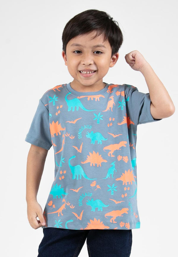 Forest Kids Boys Premium Cotton Interlock Round Neck Graphic T-Shirt | Baju T-Shirt Budak Lelaki - FK20228