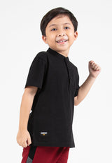 Forest Kids Premium Weight Cotton Stretchable Mandarin Collar T Shirt Kids | T Shirt Baju Budak Lelaki - FK20258