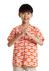 Forest Mandarin Collar Printed Kids Cheongsam Top CNY 2025 Family Wear - FK20278