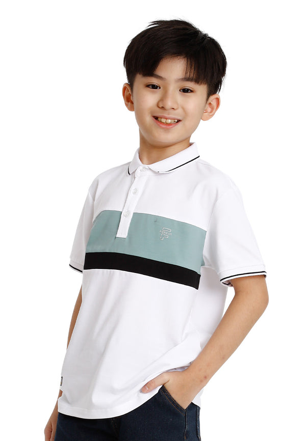 Forest Kids Stretchable Cotton Cut & Sew Polo Tee Collar Tee | Baju T Shirt Budak Lelaki - FK20294