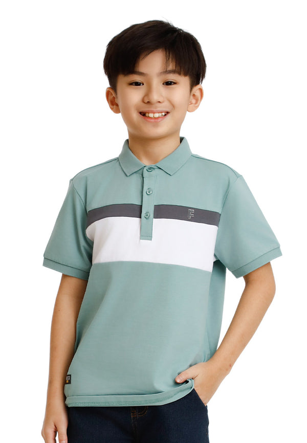 Forest Kids Stretchable Cotton Cut & Sew Polo Tee Collar Tee | Baju T Shirt Budak Lelaki - FK20295