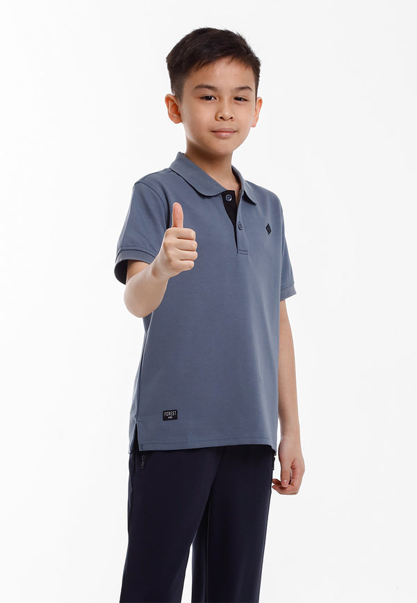 Forest Baju T Shirt Budak Lelaki | Kids Soft-Touch Silky Cotton Polo Tee - FK20324