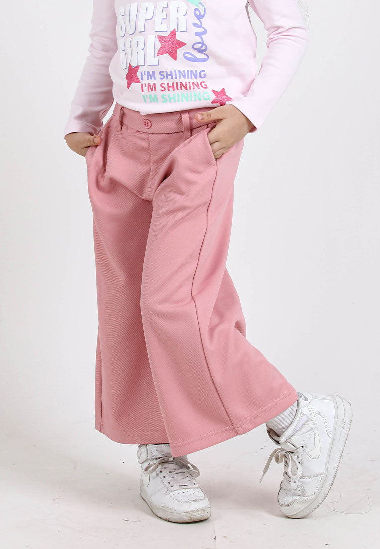 Forest Kids Girl Elastic Waist Cotton Twill Wide Leg Pants | Seluar Budak Perempuan Palazzo - FK810012