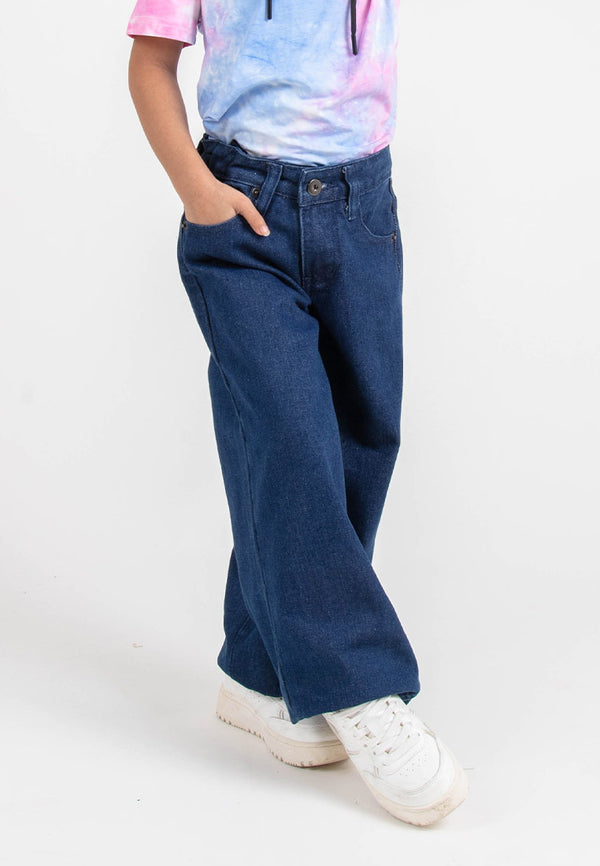 Forest Kids Girls Jeans Kids Girl Denim Wide Leg Long Pants | Seluar Budak Perempuan Jeans - FK810013