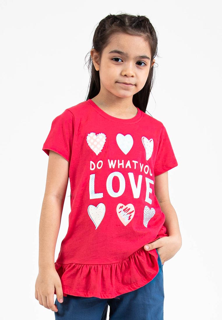 Forest Kids Girl 100% Cotton Short Sleeve T-Shirt Girls Graphic Round Neck T-Shirt | Baju Budak Perempuan - FK820063