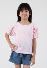 Forest Kids Girl Round Neck Puff Sleeve Knit Top | Baju Budak Perempuan - FK820074