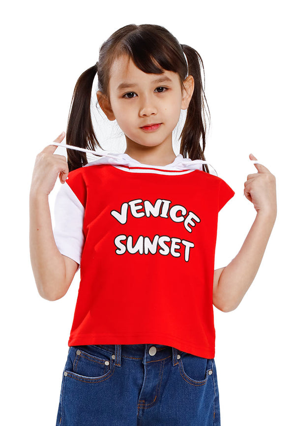 Forest Kids Girl Cotton Terry Short Sleeve Hoodie Top | Baju Budak Perempuan - FK820085