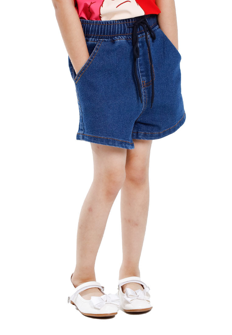 Forest Kids Girls Elastic Waisted Denim Shorts Girl Stretchable Short Pants | Seluar Pendek Budak Perempuan - FK865006