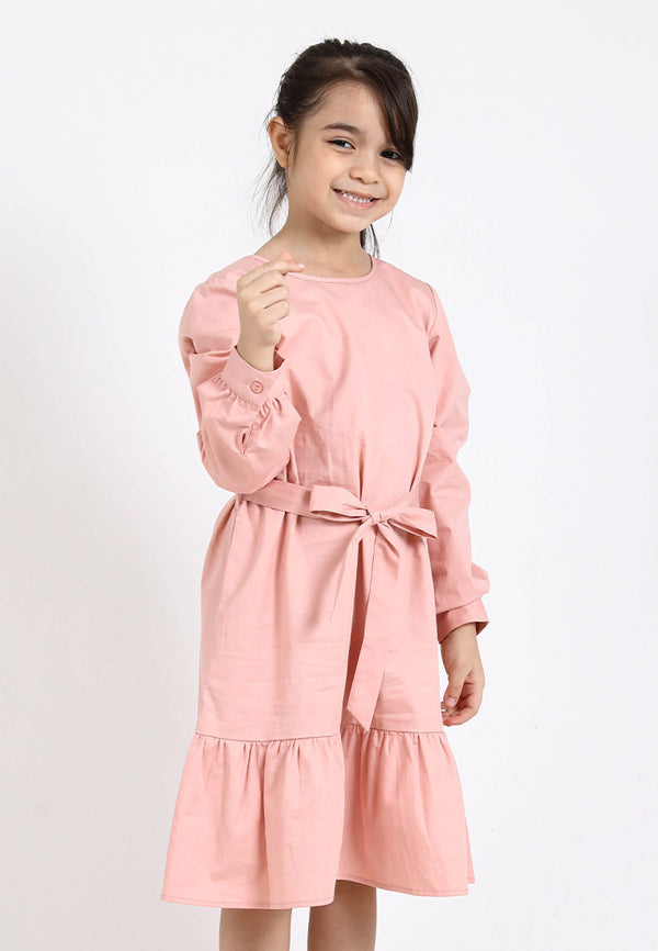 Forest Kids Girl Woven Plain Long Sleeve Dress I Baju Budak Perempuan - FK885041