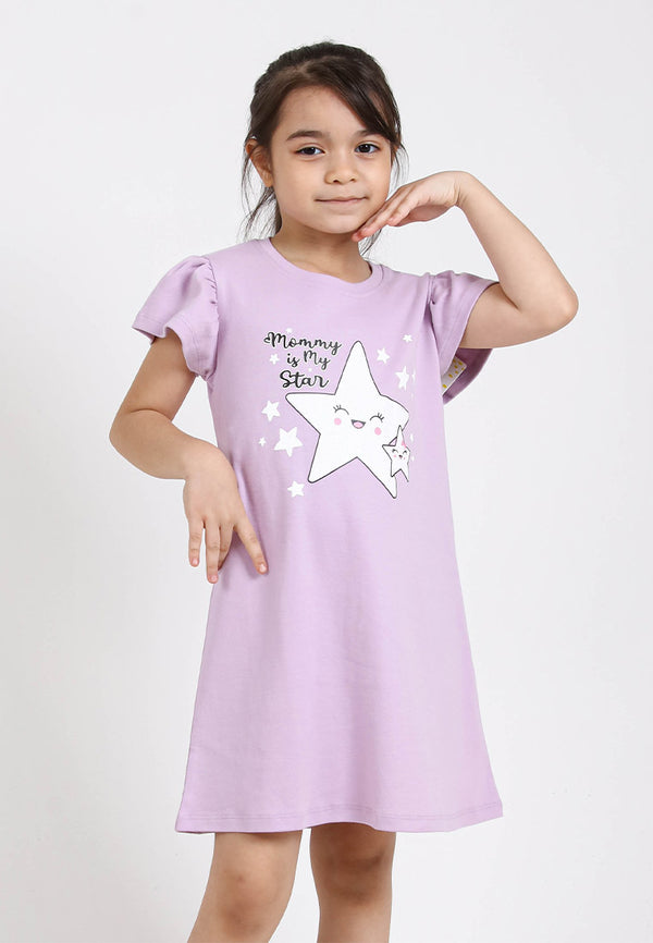 Forest Kids Girl 100% Cotton T-Shirt Girls Graphic Round Neck Dress | Baju Budak Perempuan - FK885043