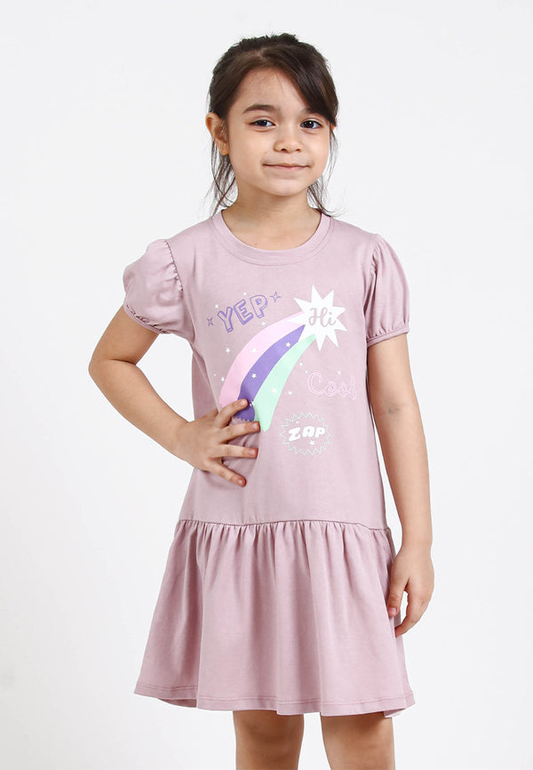 Forest Kids Girl 100% Cotton T-Shirt Girls Graphic Round Neck Dress | Baju Budak Perempuan - FK885044