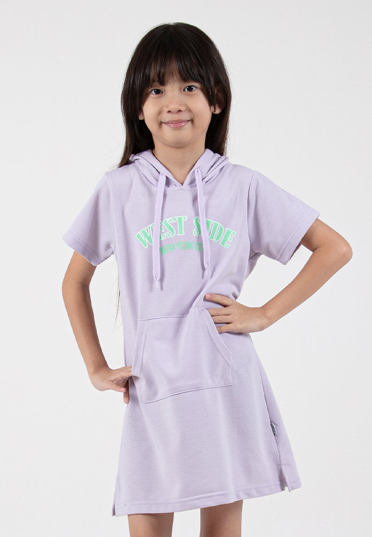 Forest Kids Girl Cotton Terry Short Sleeve Hoodie Dress | Baju Budak Perempuan - FK885059