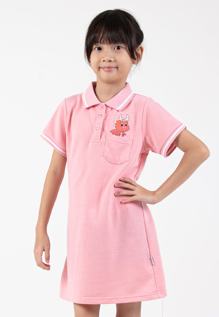 Forest Kids Girl Cotton Terry Short Sleeve Kids Polo Dress | Polo Budak Perempuan - FK885060