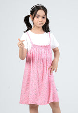 Forest Kids Girls Cotton Floral Pattern Short Sleeve 2 in 1 Dress Set | Baju Budak Perempuan - FK885062