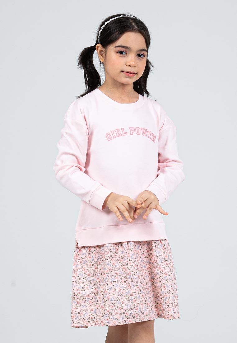 Forest Kids Girls Cotton Floral Pattern Long Sleeve 2 in 1 Dress Set | Baju Budak Perempuan - FK885069