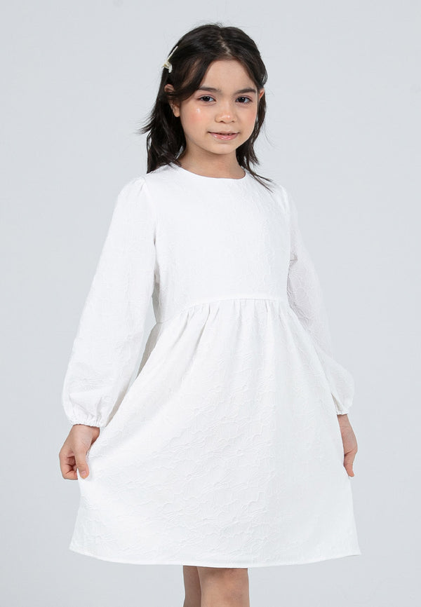 Forest Kids Girl Jacquard Long Sleeve Party Dress with Cotton Lining | Baju Budak Perempuan - FK885071