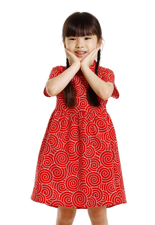 Forest Mandarin Collar Printed Kids Cheongsam Top | CNY 2025 Family Wear - FK885107