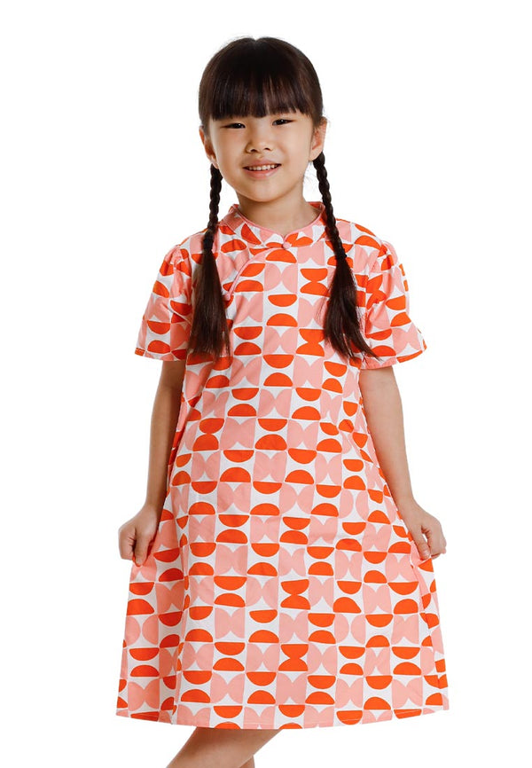 Forest Mandarin Collar Printed Kids Cheongsam Top CNY 2025 Family Wear - FK885108