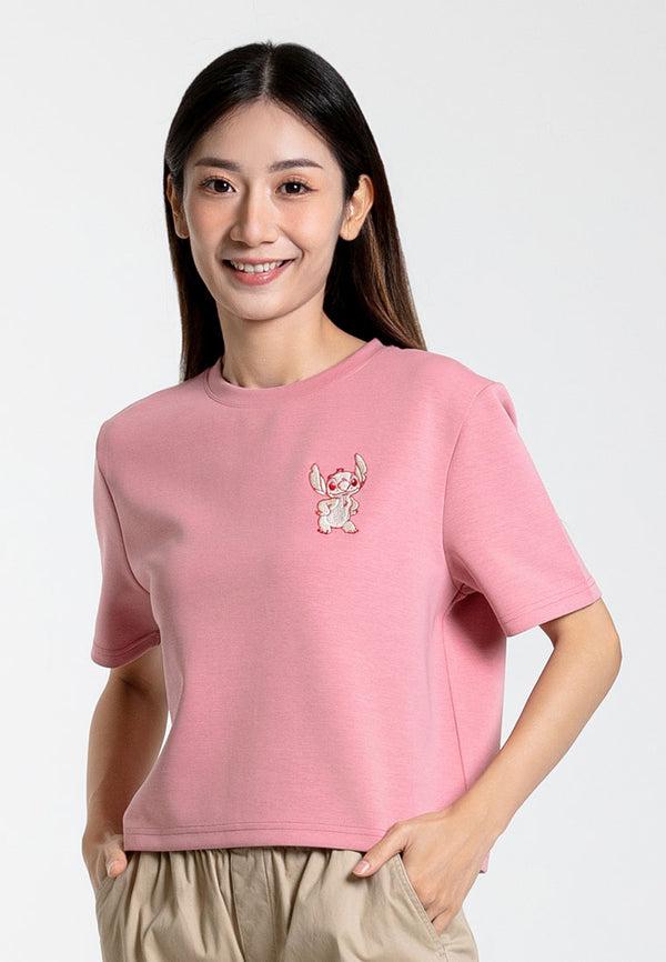 Forest x Disney Stitch Air-Cotton 260GSM Heavy Weight Cropped Boxy Ladies Tee - FW820104