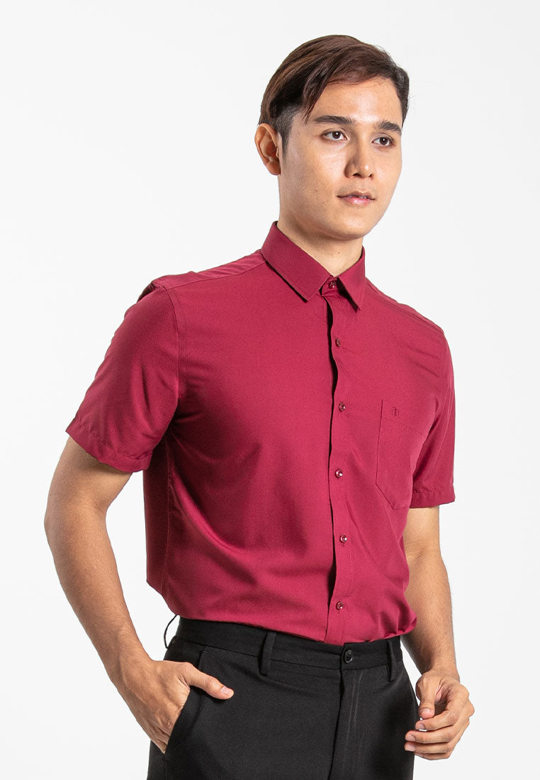 Alain Delon Short Sleeve Regular Fit Plain Business Shirt  - 14024015