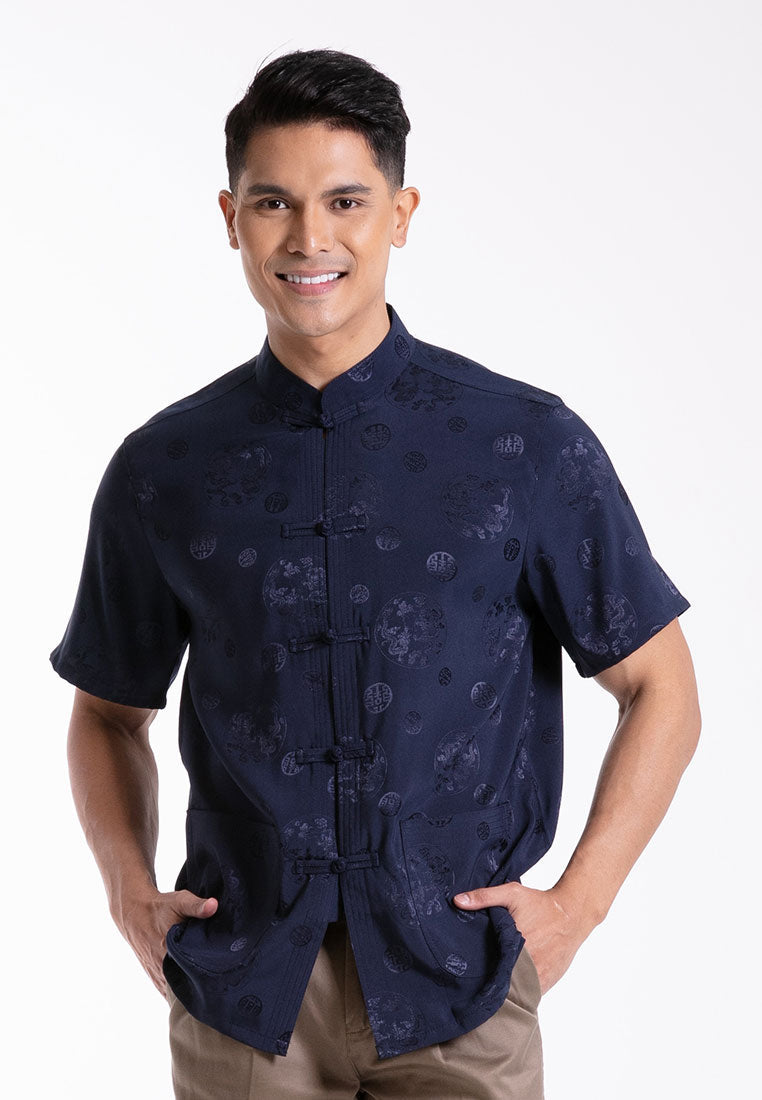 Alain Delon 2025 CNY Men Traditional PV Short Sleeve Shirt Tang Suit | Sam Fu | å”è£… - 14525002