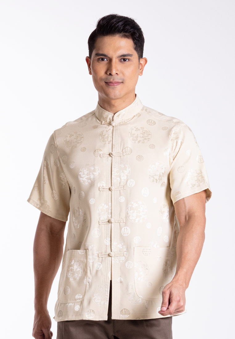 Alain Delon 2025 CNY Men Traditional PV Short Sleeve Shirt Tang Suit | Sam Fu | 唐装 - 14525002