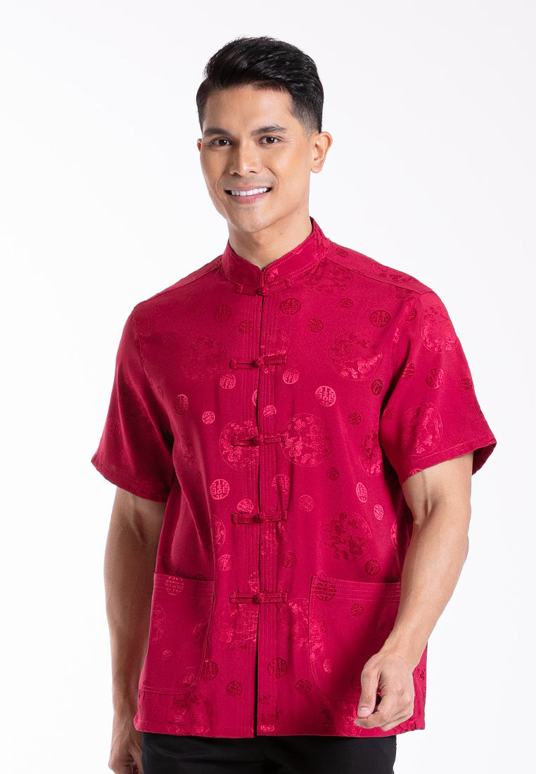 Alain Delon 2025 CNY Men Traditional PV Short Sleeve Shirt Tang Suit | Sam Fu | 唐装 - 14525002