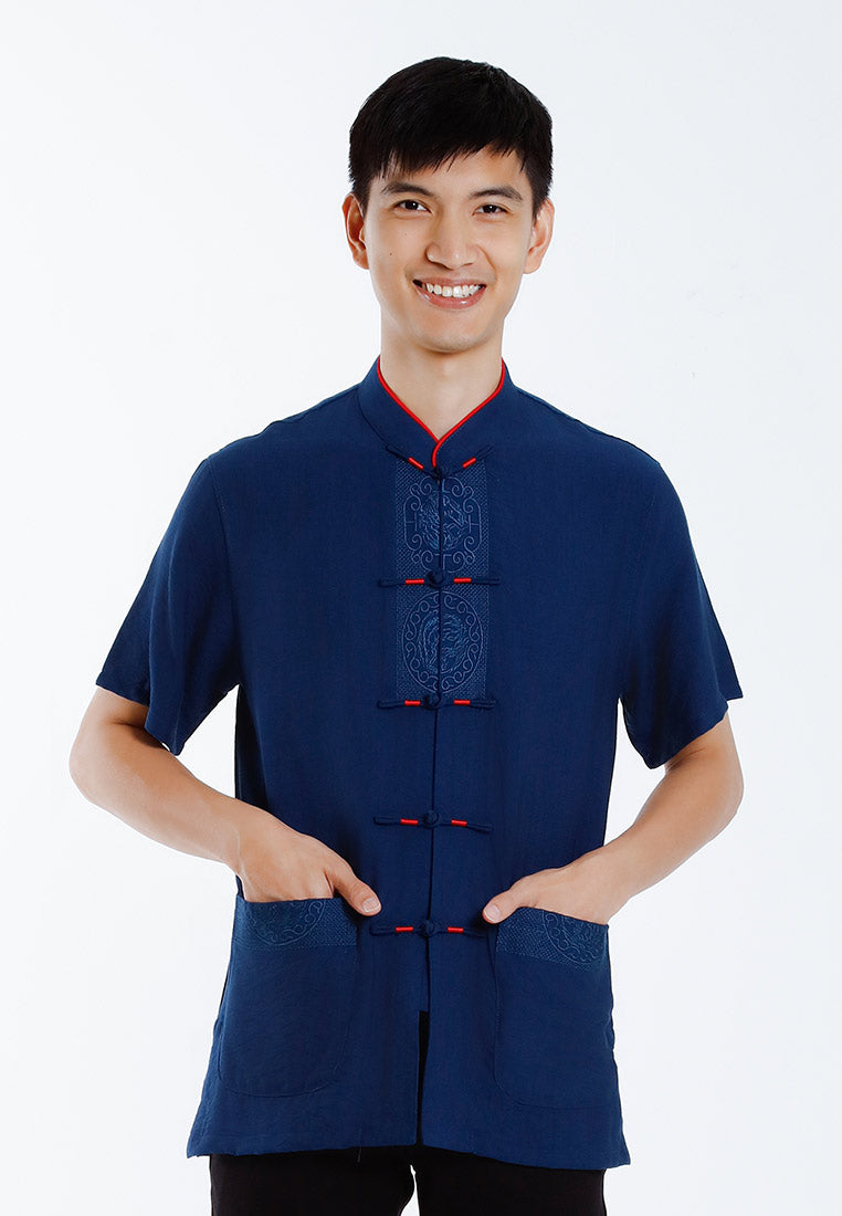 ALAIN DELON CNY 2025 CTN LINEN REG CUT WITH MAND COLLAR - 14525005