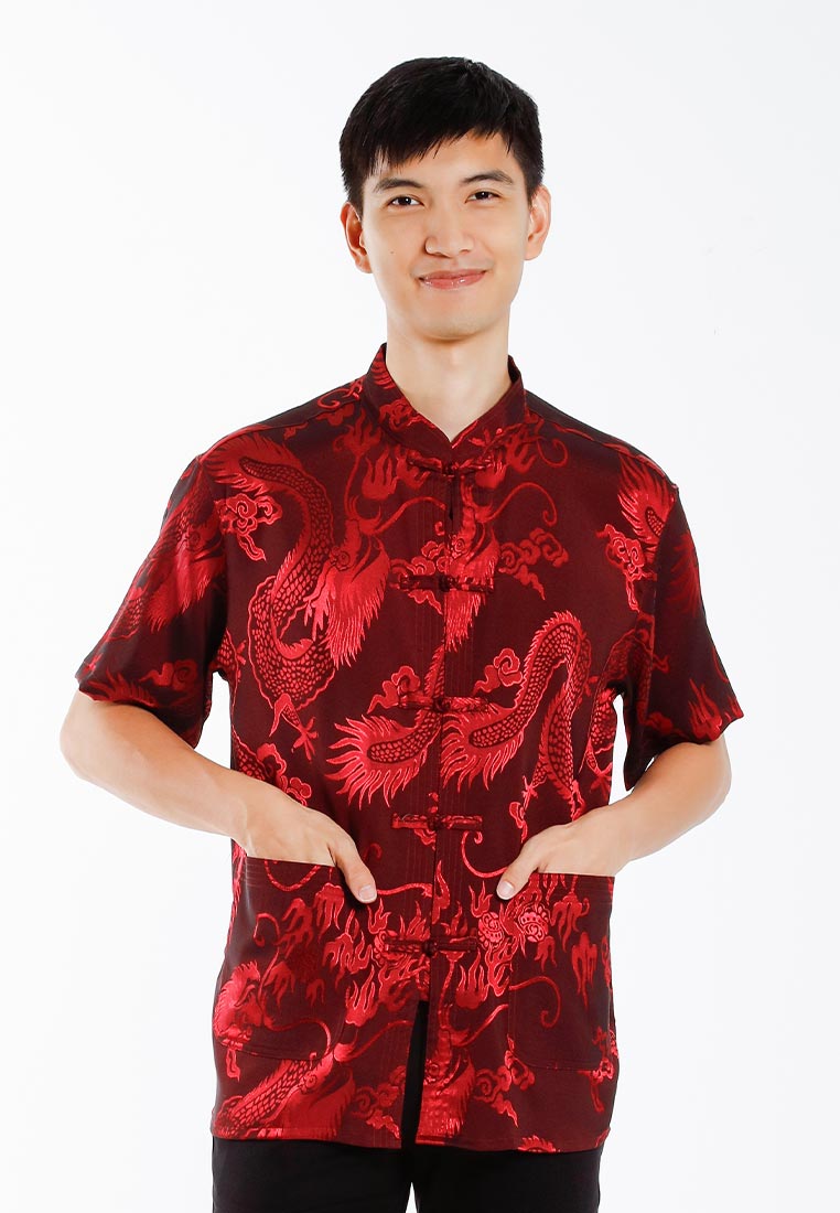 Alain Delon 2025 CNY Men Traditional PV Short Sleeve Shirt Tang Suit | Sam Fu | 唐装 -14525006