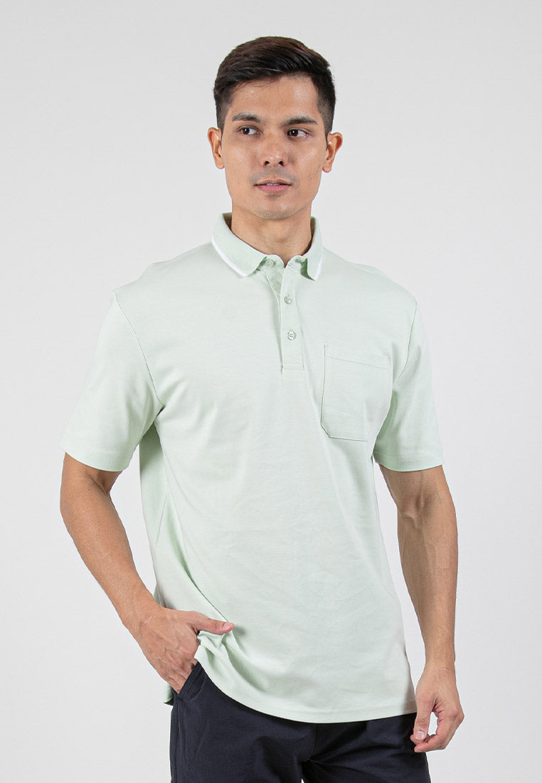 Forest Premium Weight Cotton 220gsm Interlock Knitted Pocket Polo Tee | Baju T Shirt Lelaki - 23765