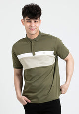 Forest Premium Weight Cotton 220gsm Interlock Knitted Polo T Shirt Colour Block Cut & Sew | T Shirt Lelaki - 23812