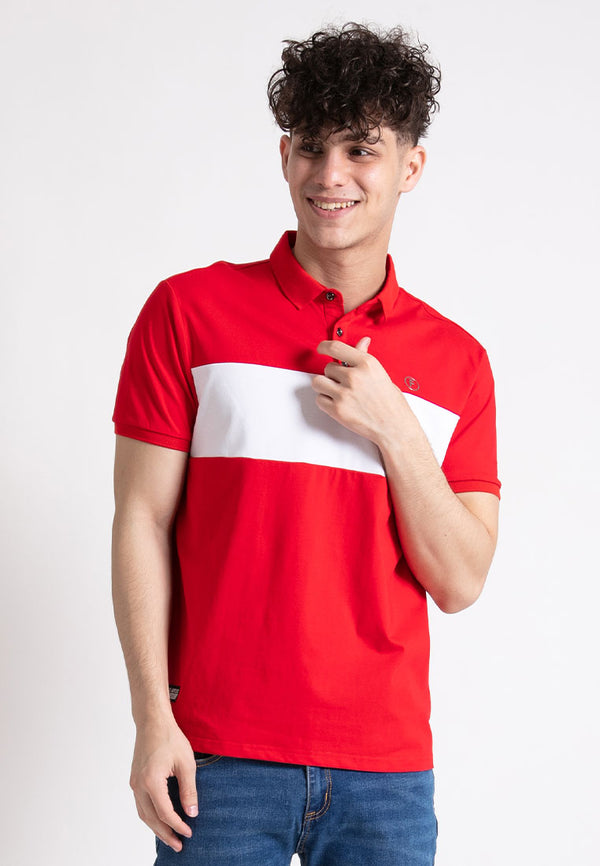 Forest  Stretchable Soft Cotton Colour Block Short Sleeve Cut & Sew Men Polo T Shirt | T Shirt Lelaki - 23814