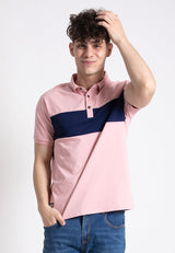 Forest  Stretchable Soft Cotton Colour Block Short Sleeve Cut & Sew Men Polo T Shirt | T Shirt Lelaki - 23814